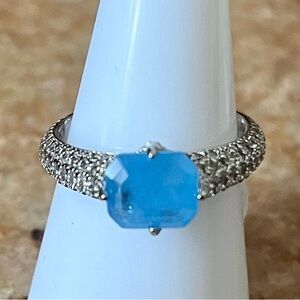 Bomb Party RG81273 Hope’s Glimpse Ocean Blue Quartz on Rhodium Ring